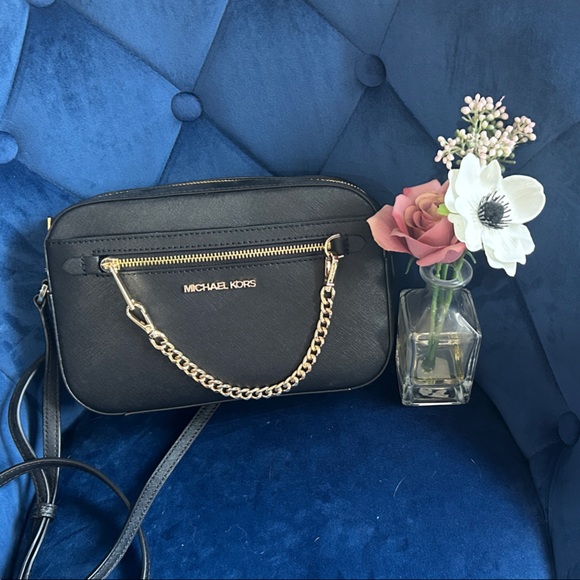 Michael Kors Black and Gold Crossbody Bag - Picture 1 of 5